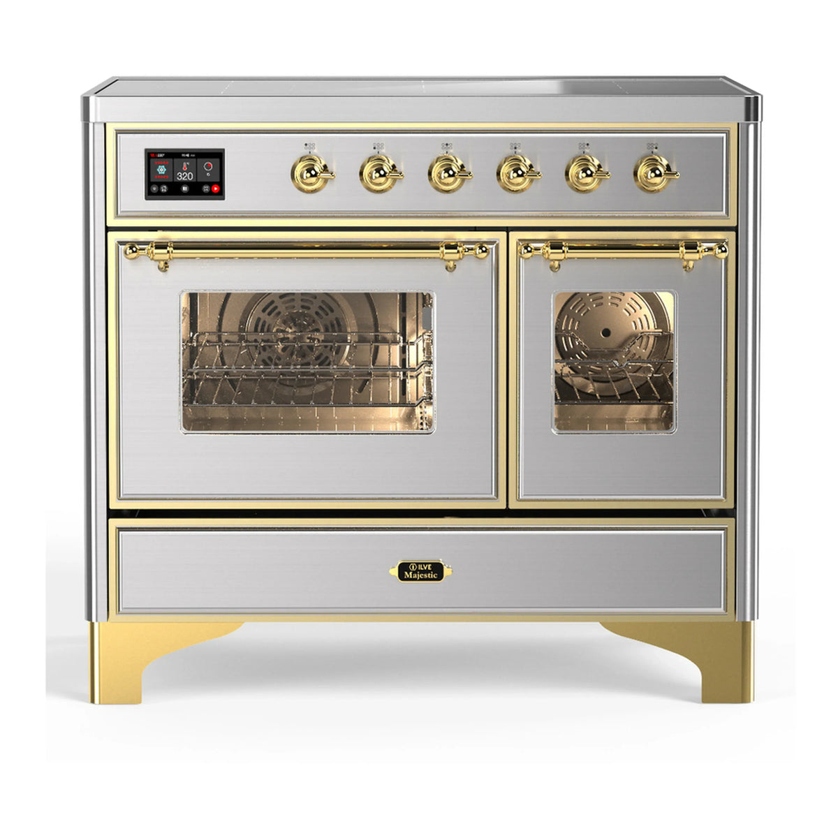ILVE Majestic III 40-Inch Induction Range, 6 Elements, Triple Glass Door Electric Oven, Stainless Steel with Brass Trim (UMDIB40NR3SSG)