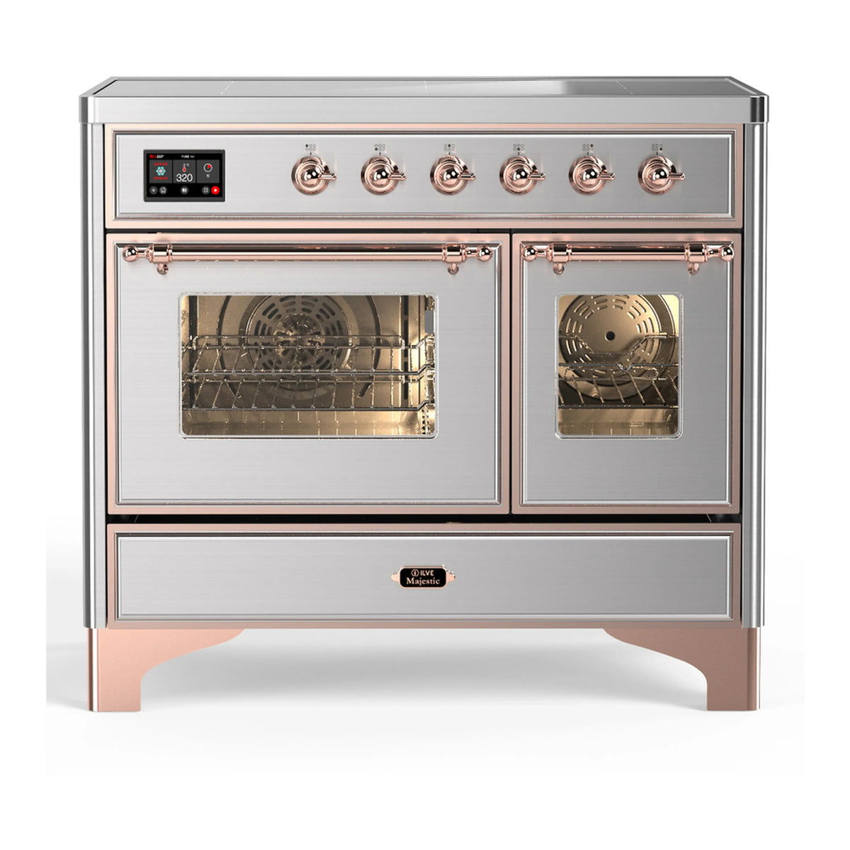 ILVE Majestic III 40-Inch Induction Range, 6 Elements, Triple Glass Door Electric Oven, Stainless Steel with Copper Trim (UMDIB40NR3SSP)