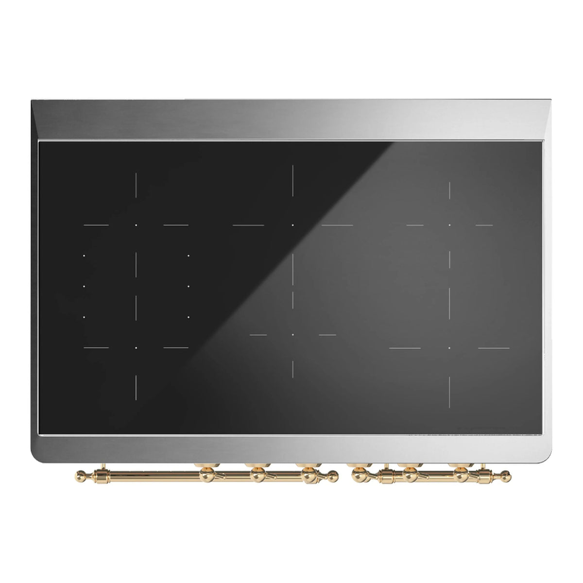 ILVE Majestic III 40-Inch Induction Range, 6 Elements, Solid Door Electric Oven, Midnight Blue with Brass Trim (UMDIB40QNR3MBG)