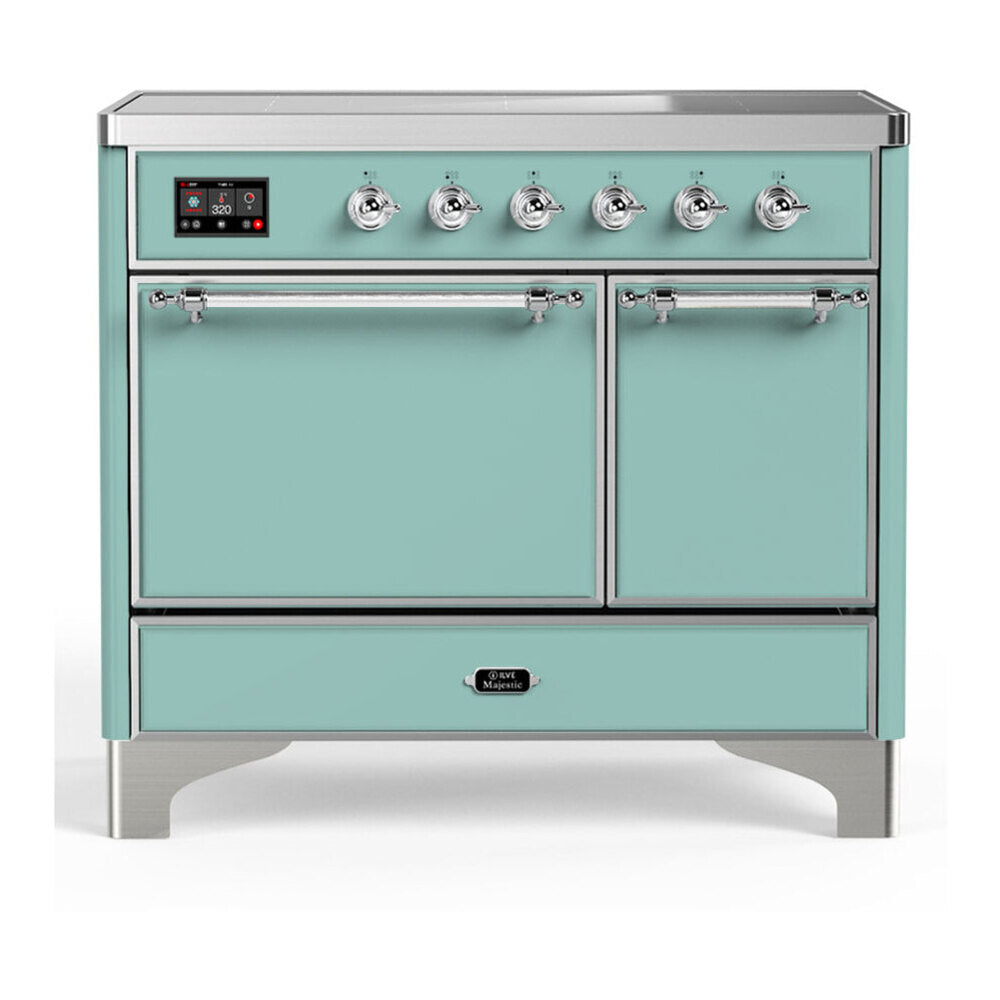 ILVE Majestic III 40-Inch Induction Range, 6 Elements, Solid Door Electric Oven, Mediterranean Mint with Chrome Trim (UMDIB40QNR3MMC)