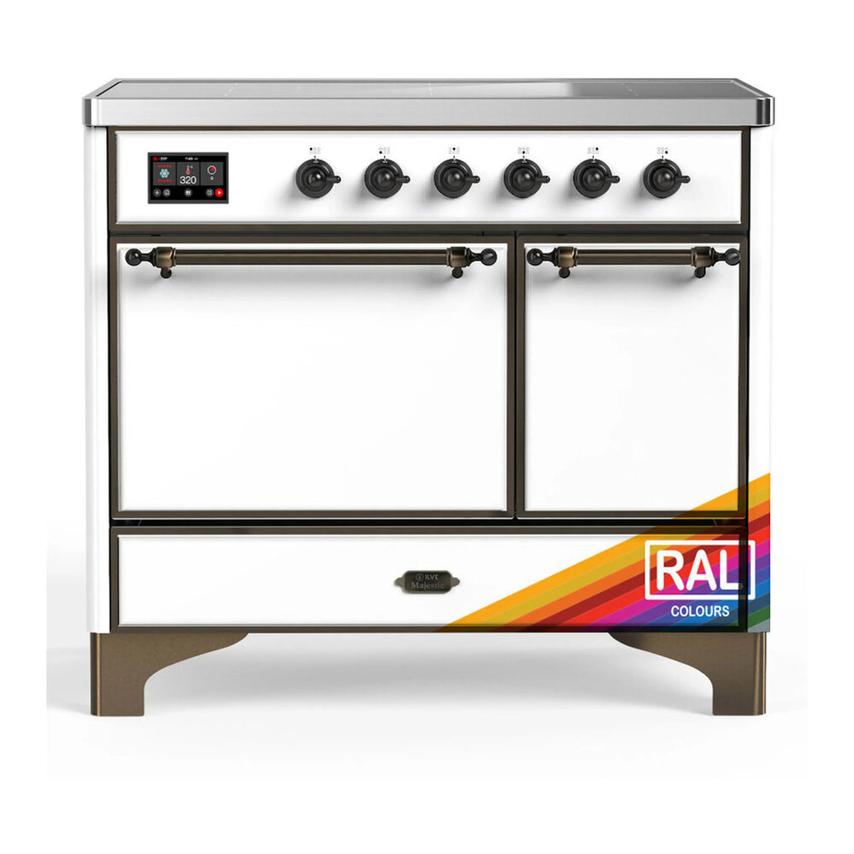ILVE Majestic III 40-Inch Induction Range, 6 Elements, Solid Door Electric Oven, RAL with Burnished Trim (UMDIB40QNR3RAB)