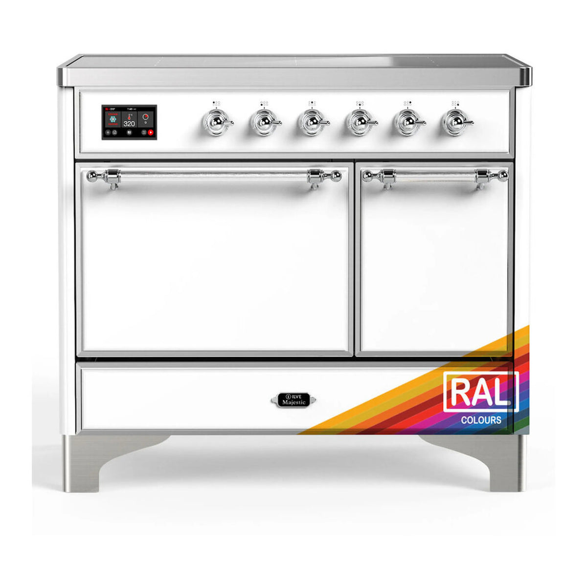 ILVE Majestic III 40-Inch Induction Range, 6 Elements, Solid Door Electric Oven, RAL with Chrome Trim (UMDIB40QNR3RAC)