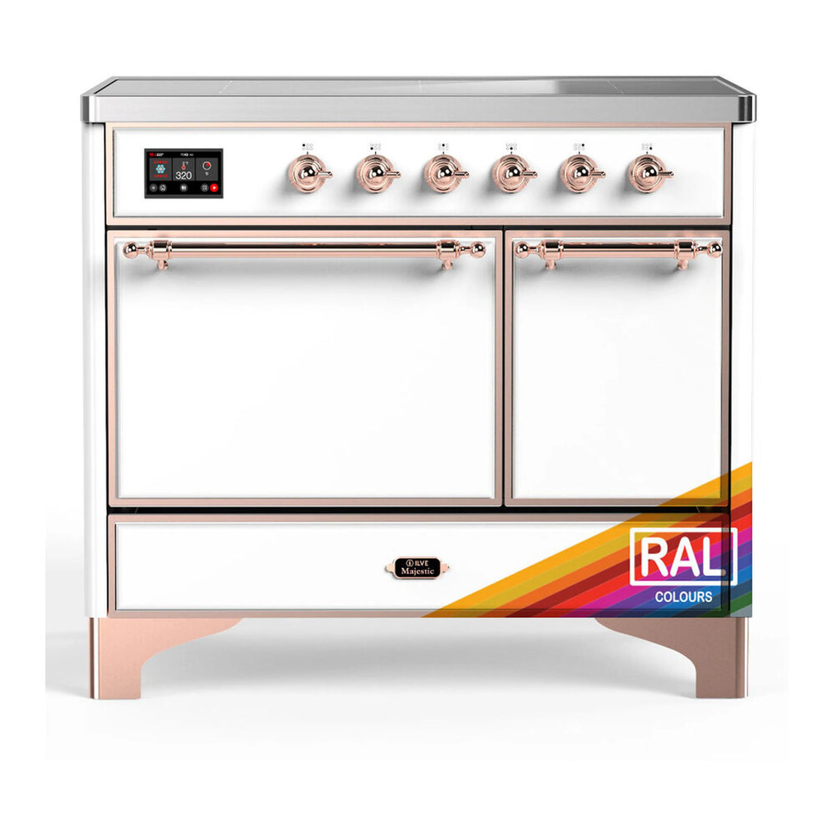 ILVE Majestic III 40-Inch Induction Range, 6 Elements, Solid Door Electric Oven, RAL with Copper Trim (UMDIB40QNR3RAP)