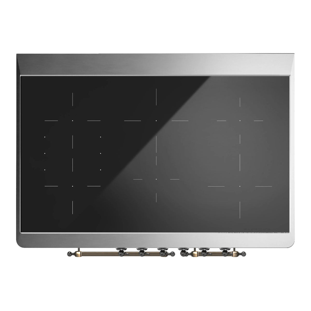 ILVE Majestic III 40-Inch Induction Range, 6 Elements, Solid Door Electric Oven, White with Burnished Trim (UMDIB40QNR3WHB)
