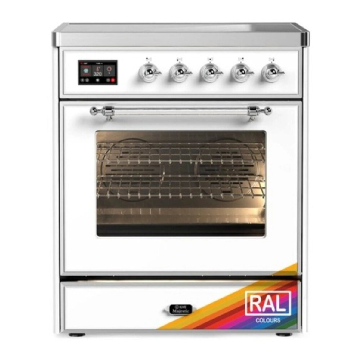 ILVE Majestic III 30-Inch Induction Range, 4 Elements, Triple Glass Door Electric Oven, RAL with Chrome Trim (UMIB30NR3RAC)