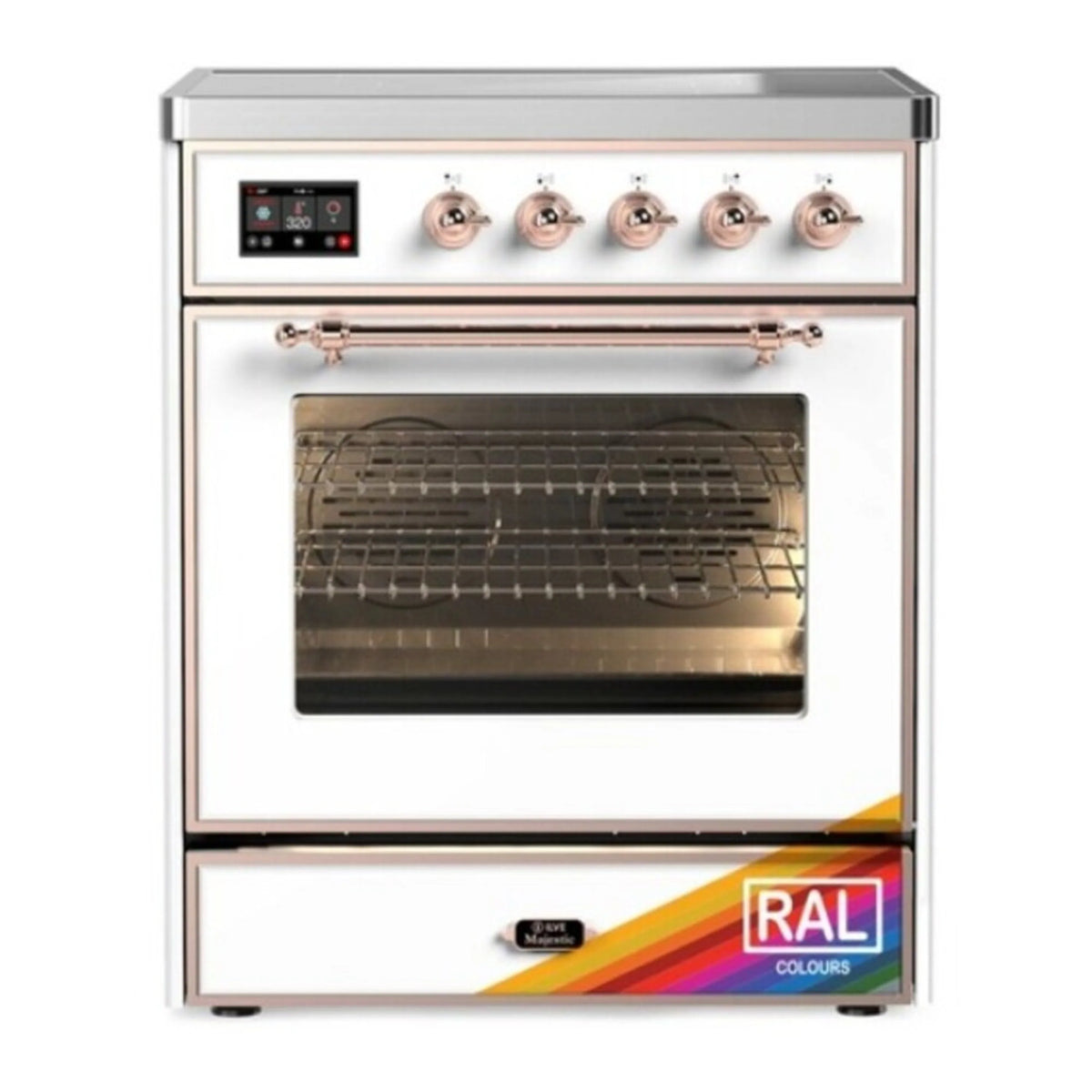 ILVE Majestic III 30-Inch Induction Range, 4 Elements, Triple Glass Door Electric Oven, RAL with Copper Trim (UMIB30NR3RAP)