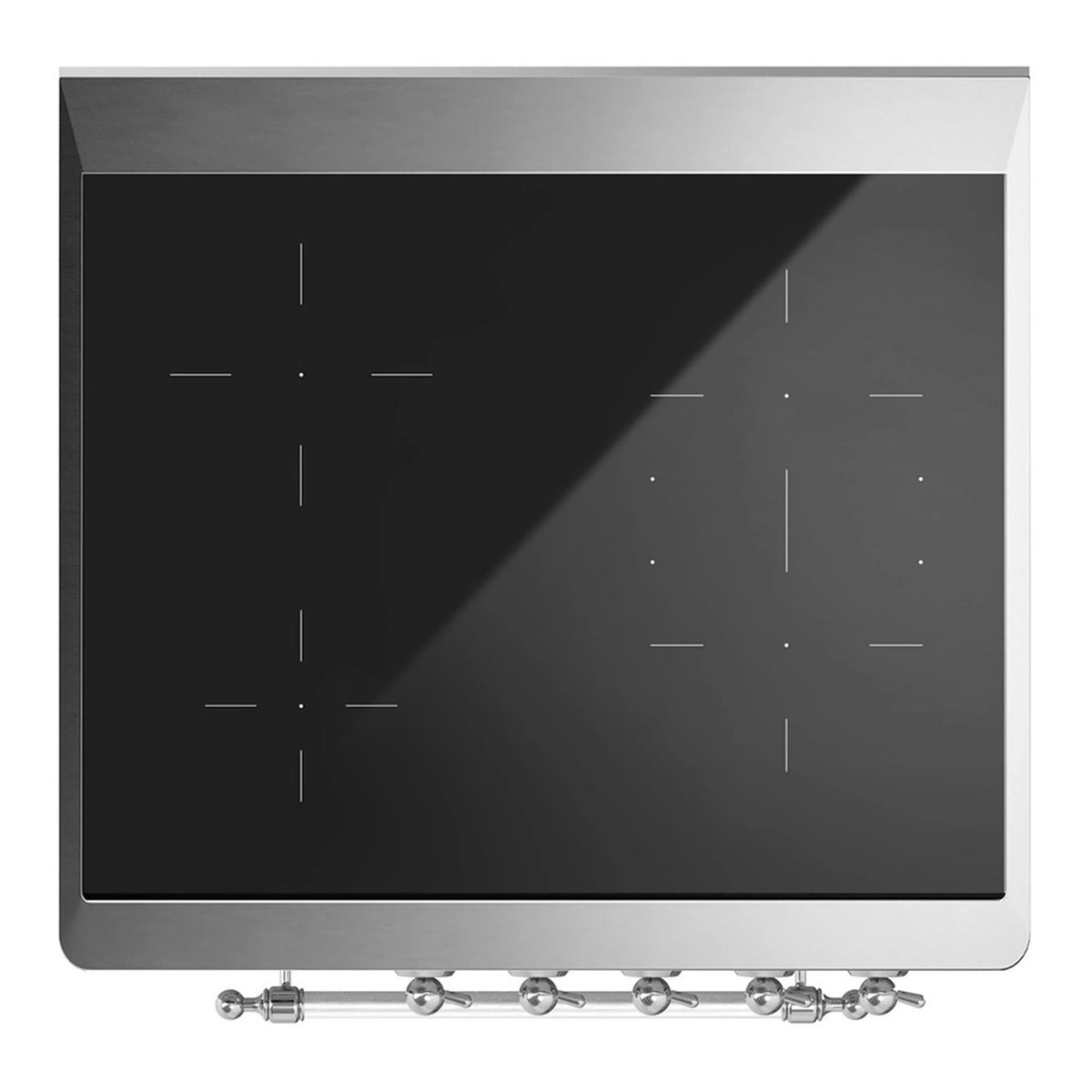 ILVE Majestic III 30-Inch Induction Range, 4 Elements, Solid Door Electric Oven, Glossy Black with Chrome Trim (UMIB30QNR3BKC)