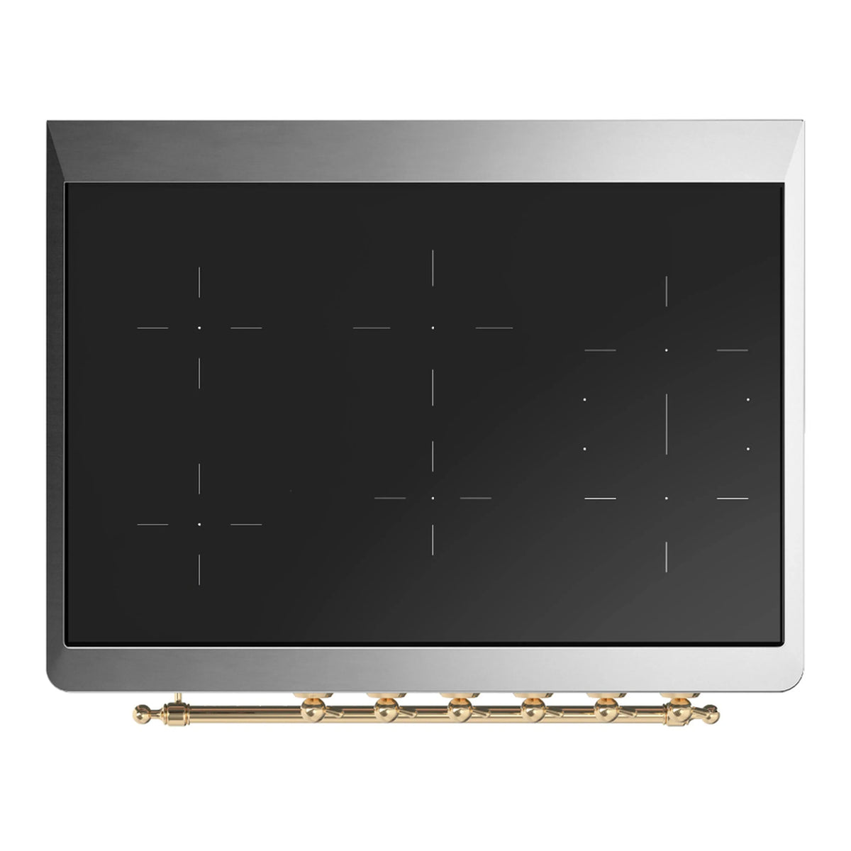 ILVE Majestic III 36-Inch Induction Range, 6 Elements, Triple Glass Door Electric Oven, Stainless Steel with Brass Trim (UMIB36NR3SSG)