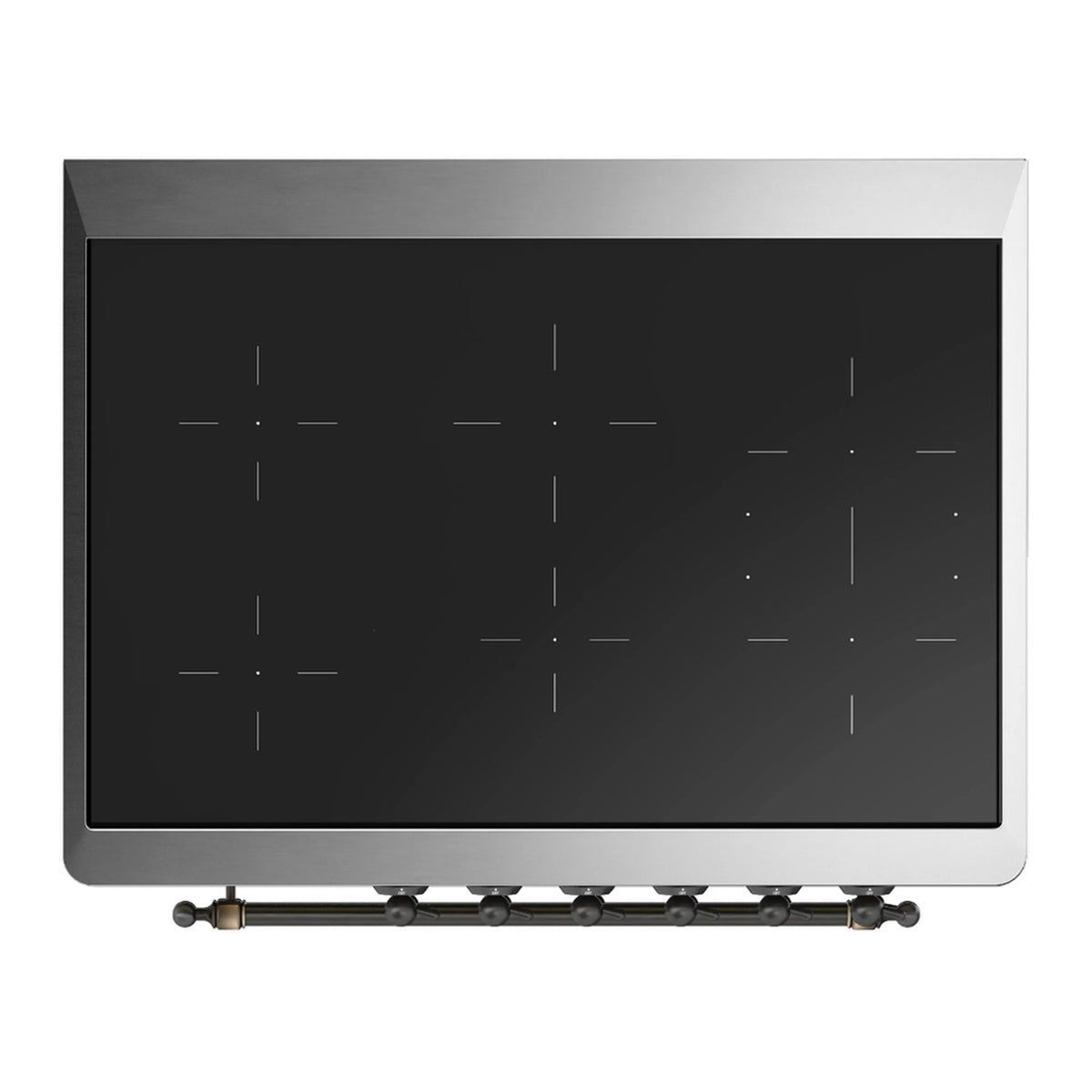 ILVE Majestic III 36-Inch Induction Range, 6 Elements, Triple Glass Door Electric Oven, White with Burnished Trim (UMIB36NR3WHB)