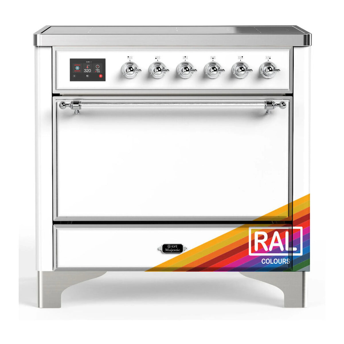 ILVE Majestic III 36-Inch Induction Range, 6 Elements, Solid Door Electric Oven, RAL with Chrome Trim (UMIB36QNR3RAC)