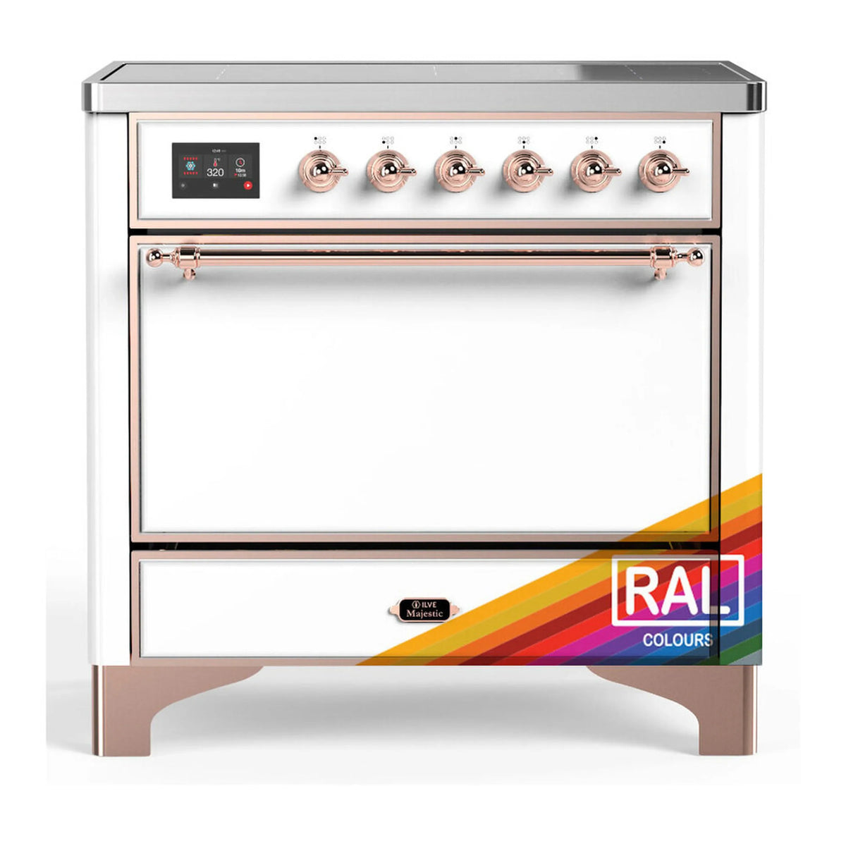 ILVE Majestic III 36-Inch Induction Range, 6 Elements, Solid Door Electric Oven, RAL with Copper Trim (UMIB36QNR3RAP)