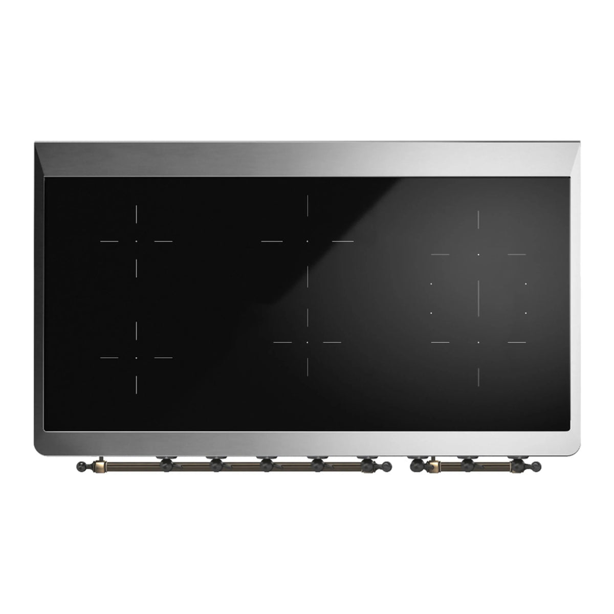 ILVE Majestic III 48-Inch Induction Range, 6 Elements, Triple Glass Door Electric Oven, Glossy Black with Burnished Trim (UMIB48NR3BKB)