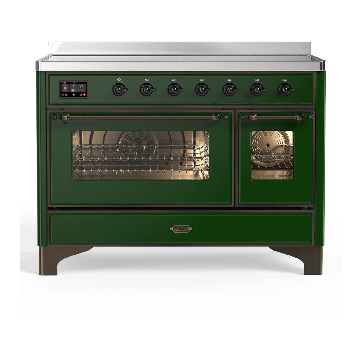 ILVE Majestic III 48-Inch Induction Range, 6 Elements, Triple Glass Door Electric Oven, Emerald Green with Burnished Trim (UMIB48NR3EGB)