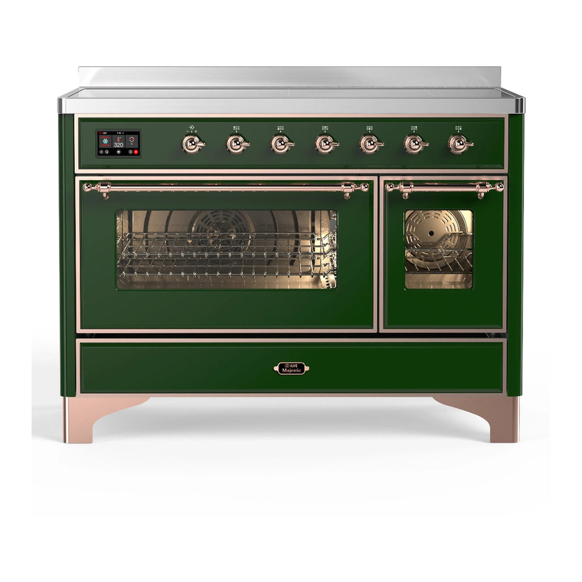 ILVE Majestic III 48-Inch Induction Range, 6 Elements, Triple Glass Door Electric Oven, Emerald Green with Copper Trim (UMIB48NR3EGP)