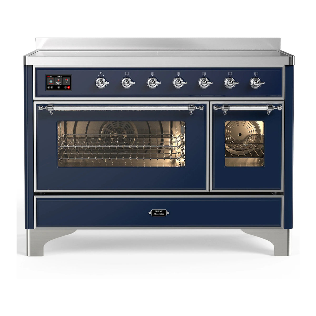 ILVE Majestic III 48-Inch Induction Range, 6 Elements, Triple Glass Door Electric Oven, Midnight Blue with Chrome Trim (UMIB48NR3MBC)