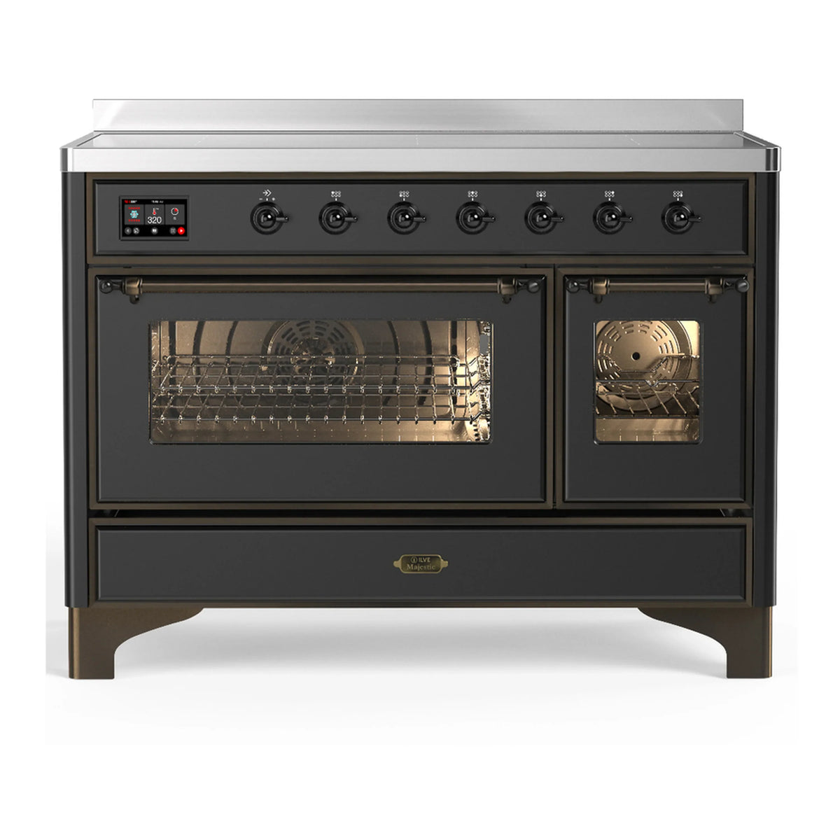 ILVE Majestic III 48-Inch Induction Range, 6 Elements, Triple Glass Door Electric Oven, Matte Graphite with Burnished Trim (UMIB48NR3MGB)