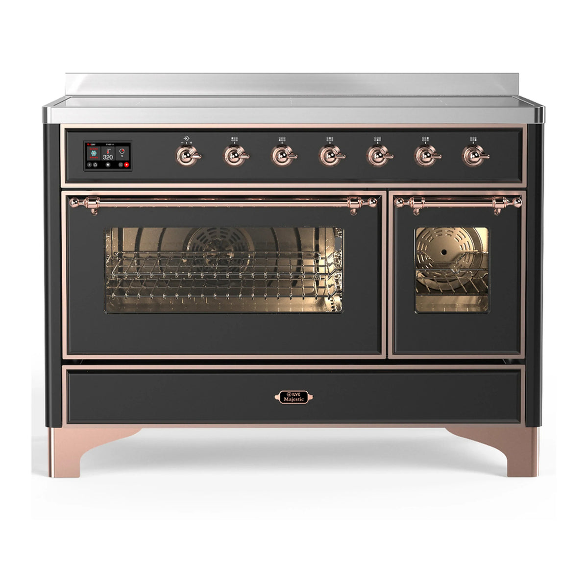 ILVE Majestic III 48-Inch Induction Range, 6 Elements, Triple Glass Door Electric Oven, Matte Graphite with Copper Trim (UMIB48NR3MGP)