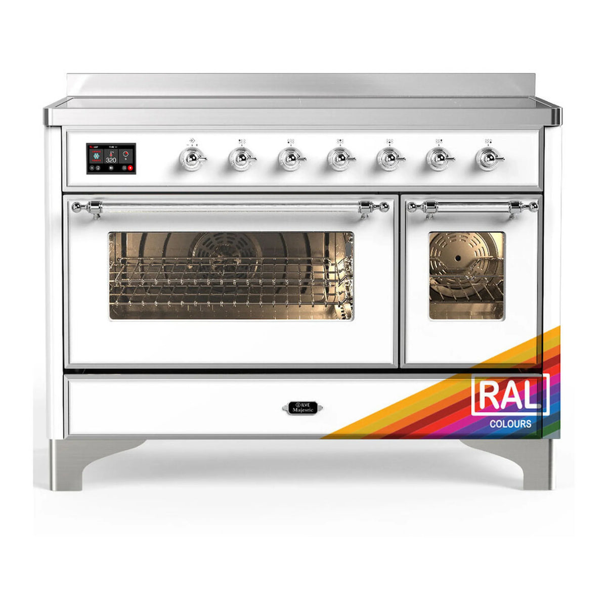 ILVE Majestic III 48-Inch Induction Range, 6 Elements, Triple Glass Door Electric Oven, RAL with Chrome Trim (UMIB48NR3RAC)