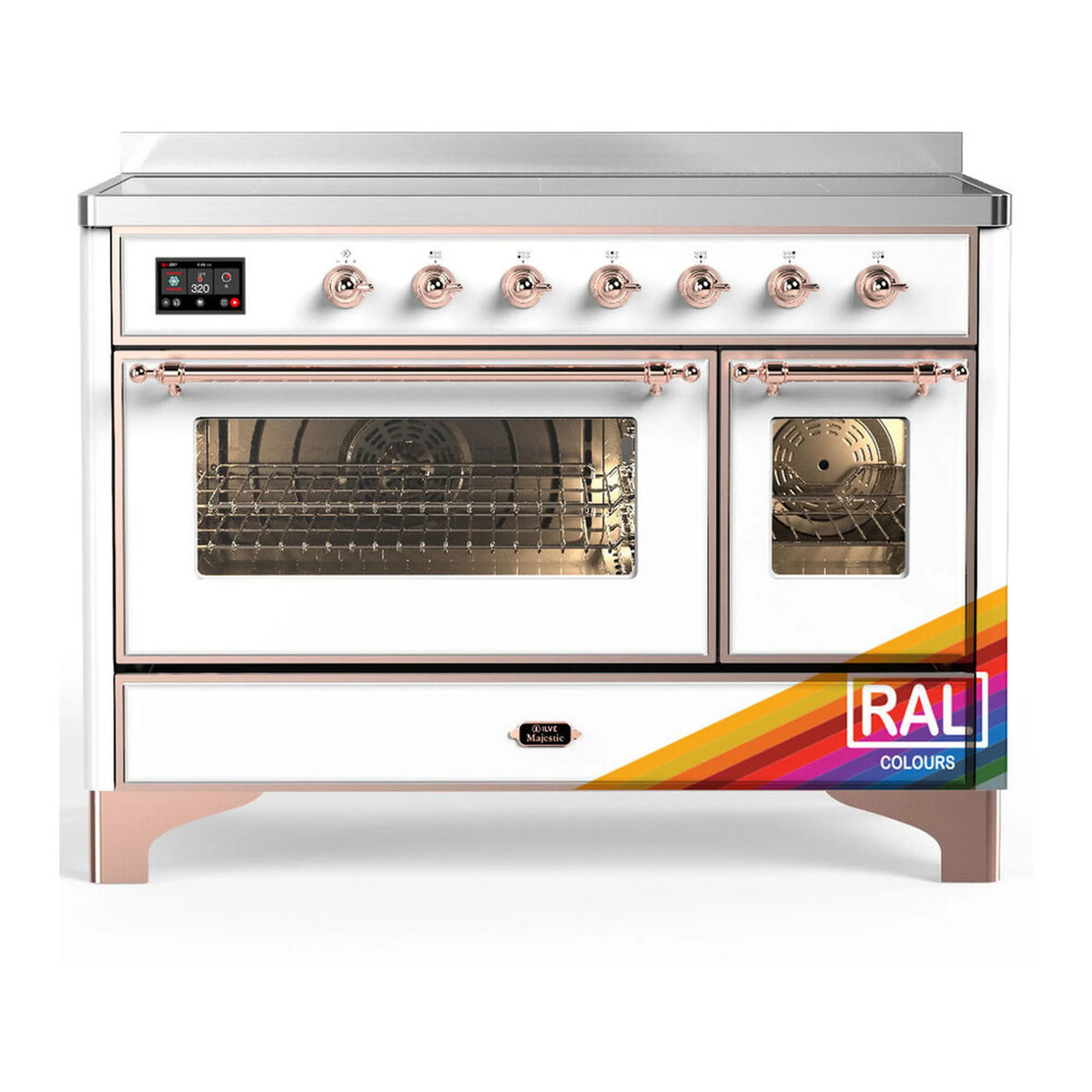 ILVE Majestic III 48-Inch Induction Range, 6 Elements, Triple Glass Door Electric Oven, RAL with Copper Trim (UMIB48NR3RAP)