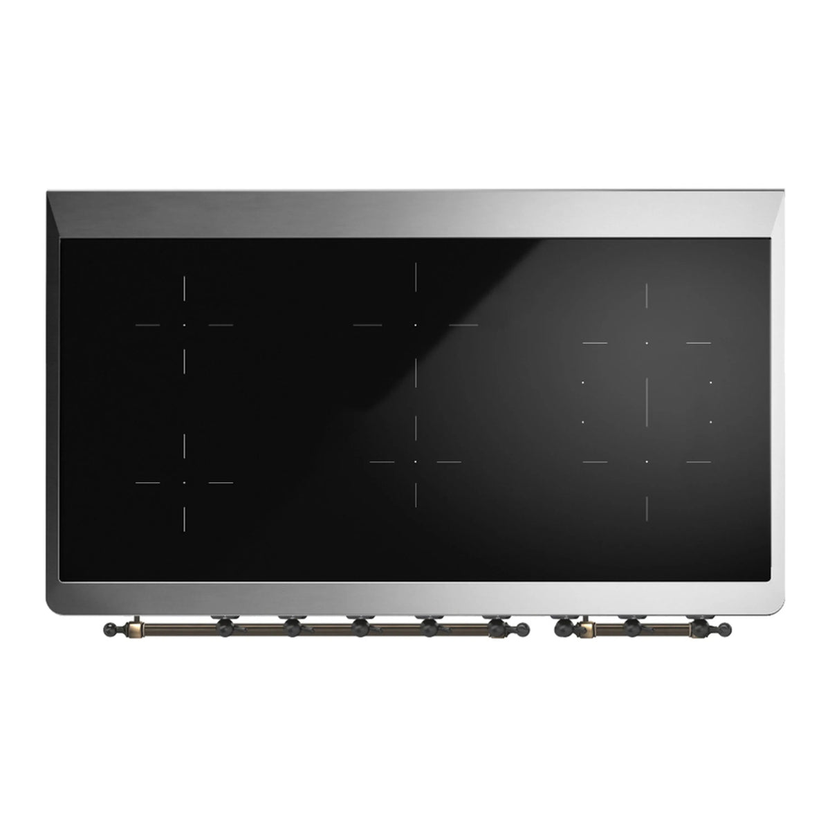 ILVE Majestic III 48-Inch Induction Range, 6 Elements, Solid Door Electric Oven, Glossy Black with Burnished Trim (UMIB48QNR3BKB)