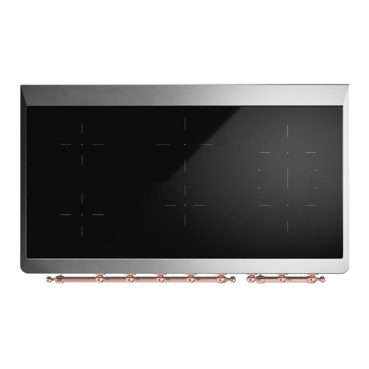 ILVE Majestic III 48-Inch Induction Range, 6 Elements, Solid Door Electric Oven, Glossy Black with Copper Trim (UMIB48QNR3BKP)