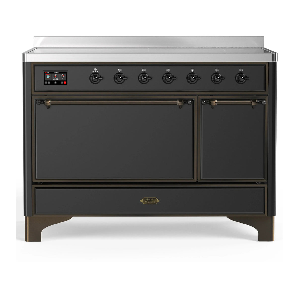 ILVE Majestic III 48-Inch Induction Range, 6 Elements, Solid Door Electric Oven, Matte Graphite with Burnished Trim (UMIB48QNR3MGB)