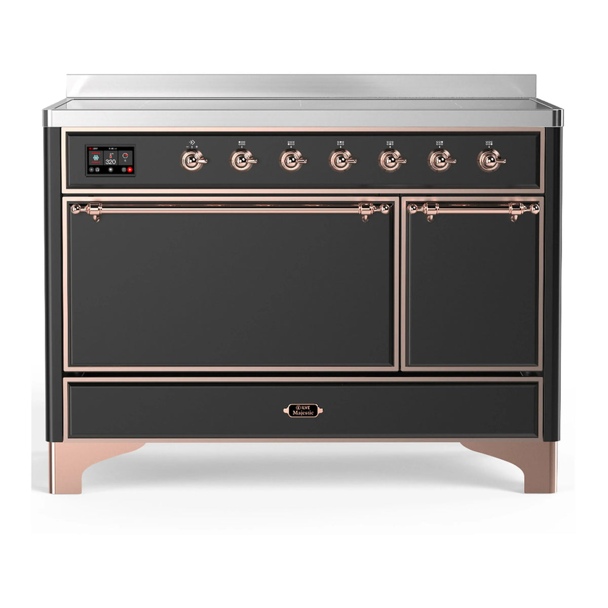 ILVE Majestic III 48-Inch Induction Range, 6 Elements, Solid Door Electric Oven, Matte Graphite with Copper Trim (UMIB48QNR3MGP)