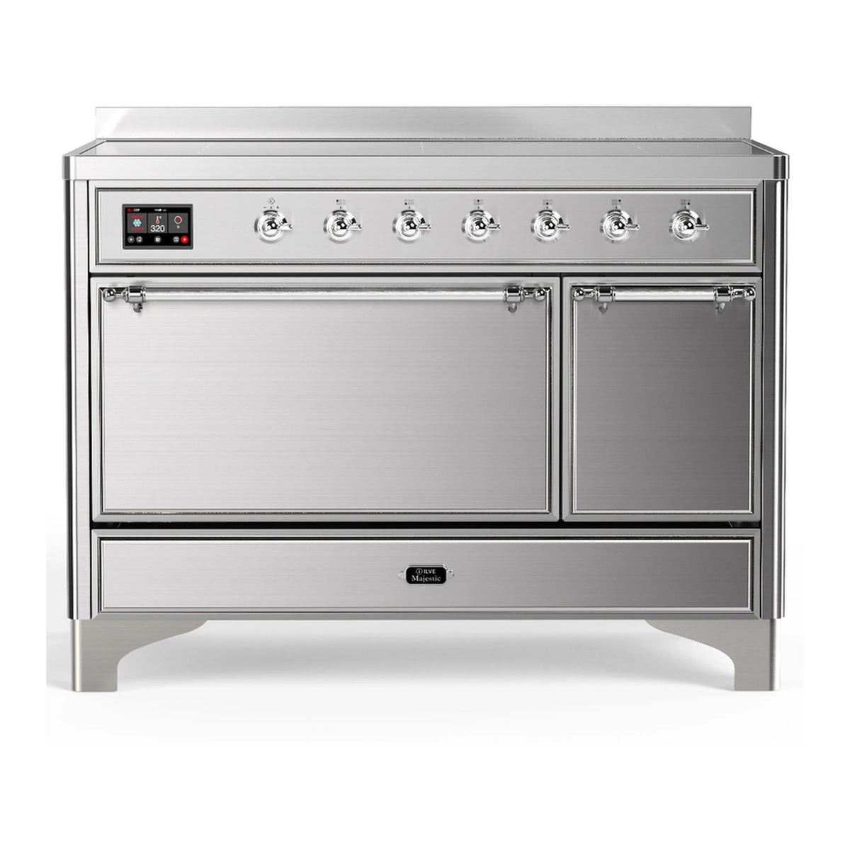 ILVE Majestic III 48-Inch Induction Range, 6 Elements, Solid Door Electric Oven, Stainless Steel with Chrome Trim (UMIB48QNR3SSC)