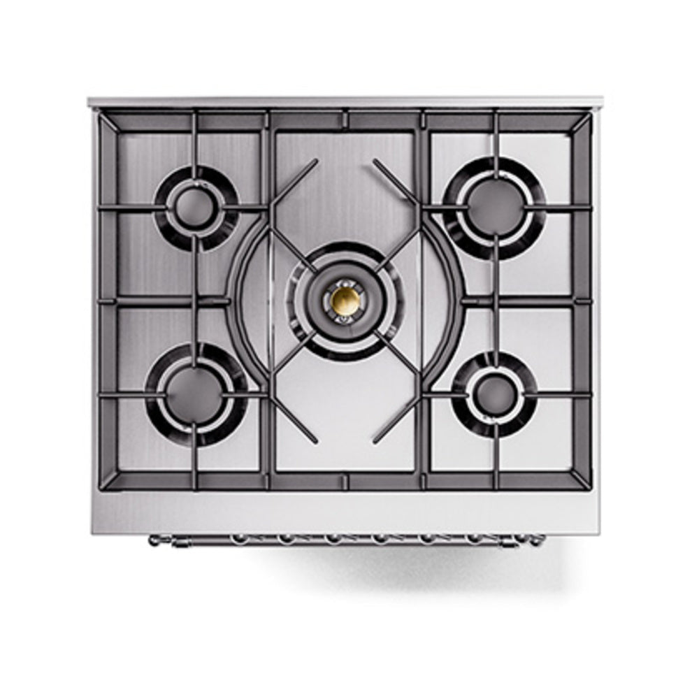 ILVE Nostalgie II Noblesse 30-Inch Natural Gas Dual Fuel Range, Solid Door Oven, Matte Graphite with Chrome Trim (UN30QNMPMGC)