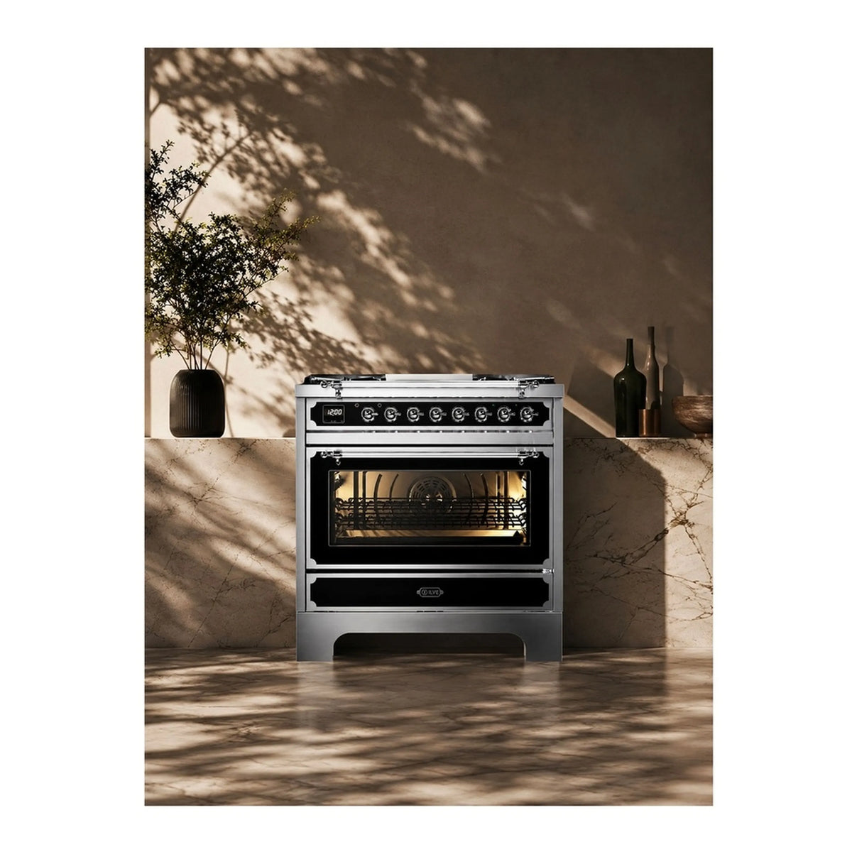 ILVE Decor 36-Inch Dual Fuel Range, 4 Gas Burners, Griddle, 25,000 BTU Dual Ring Burner, 4 Cu. Ft. Electric Oven, Graphite Matte (UN361FWMPMGC)