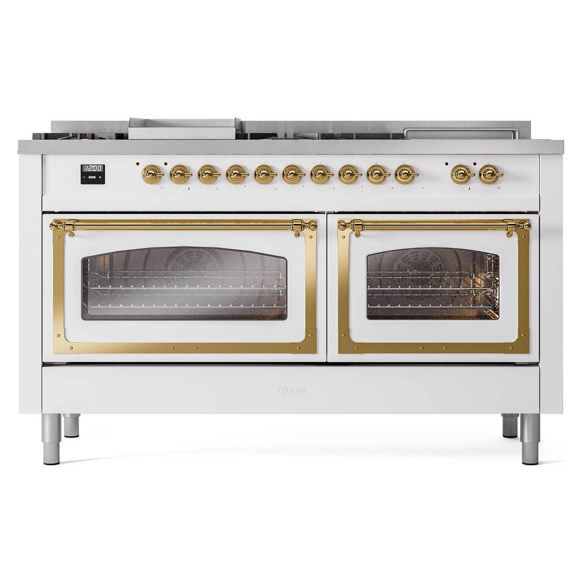 ILVE Nostalgie II Noblesse 60-Inch Propane Dual Fuel Range, 7 Burners, French Top, RAL with Brass Trim (UN60FSNMPRAGLP)