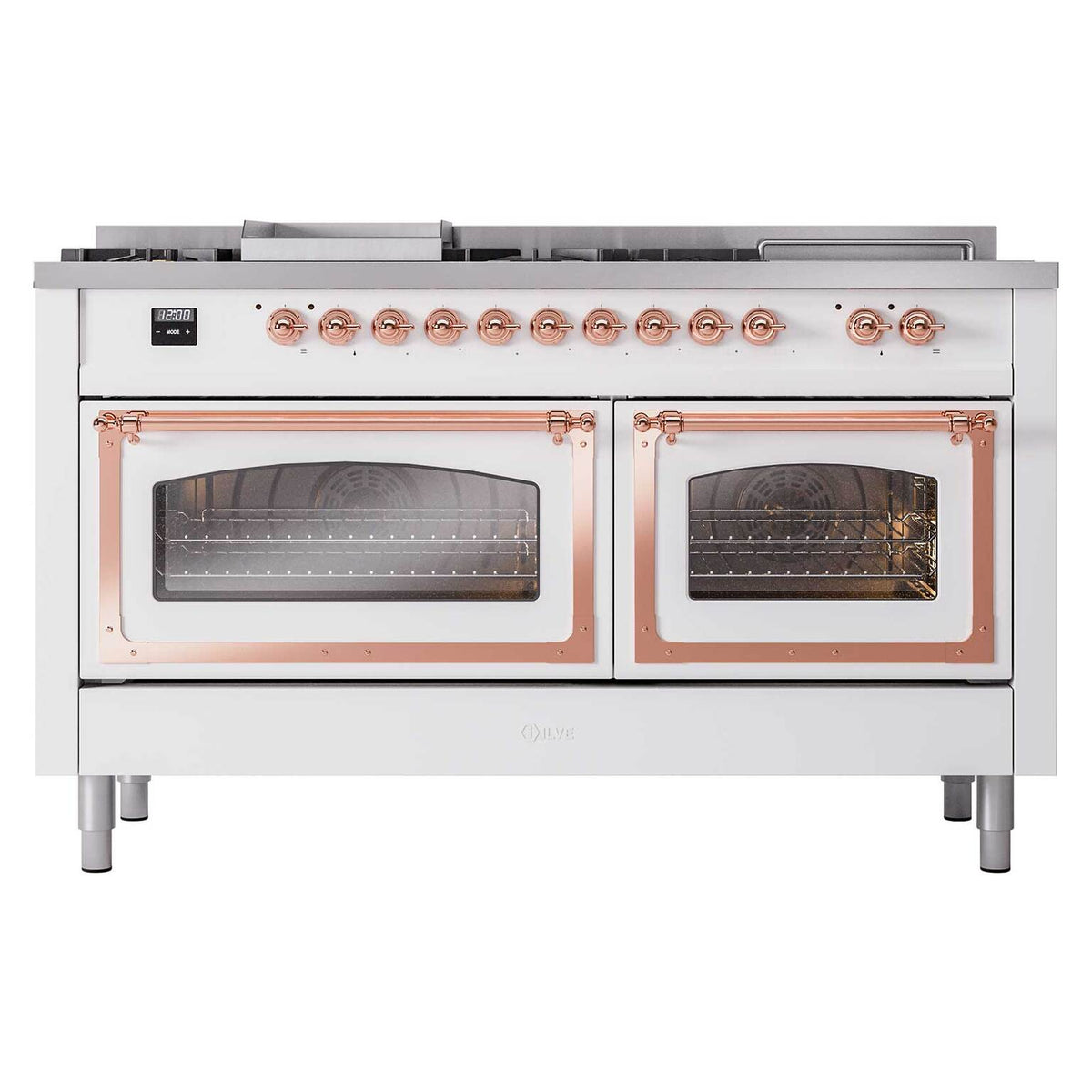 ILVE Nostalgie II Noblesse 60-Inch Propane Dual Fuel Range, 7 Burners, French Top, Custom RAL with Copper Trim (UN60FSNMPRAPLP)