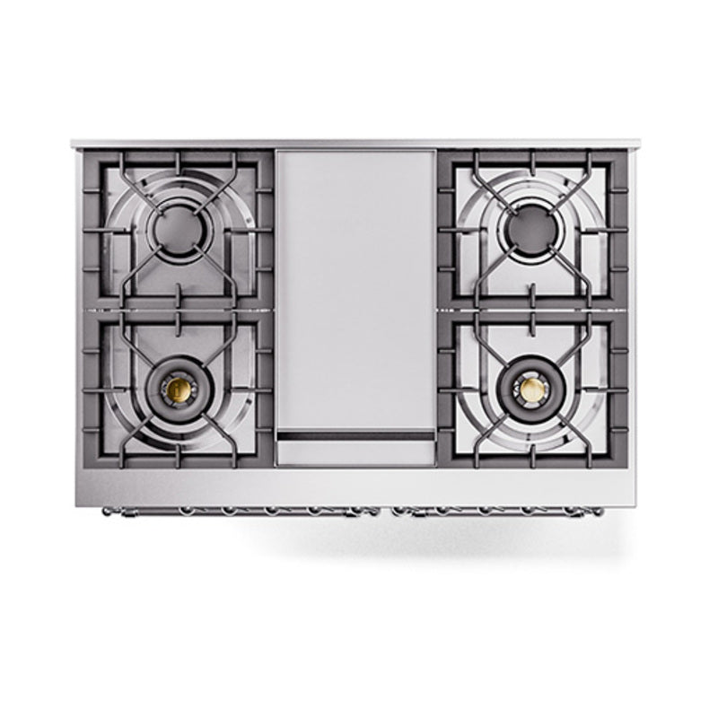 ILVE Nostalgie II Noblesse 40-Inch Propane Dual Fuel Range, Solid Door, White with Chrome Trim (UND40FQNMPWHCLP)
