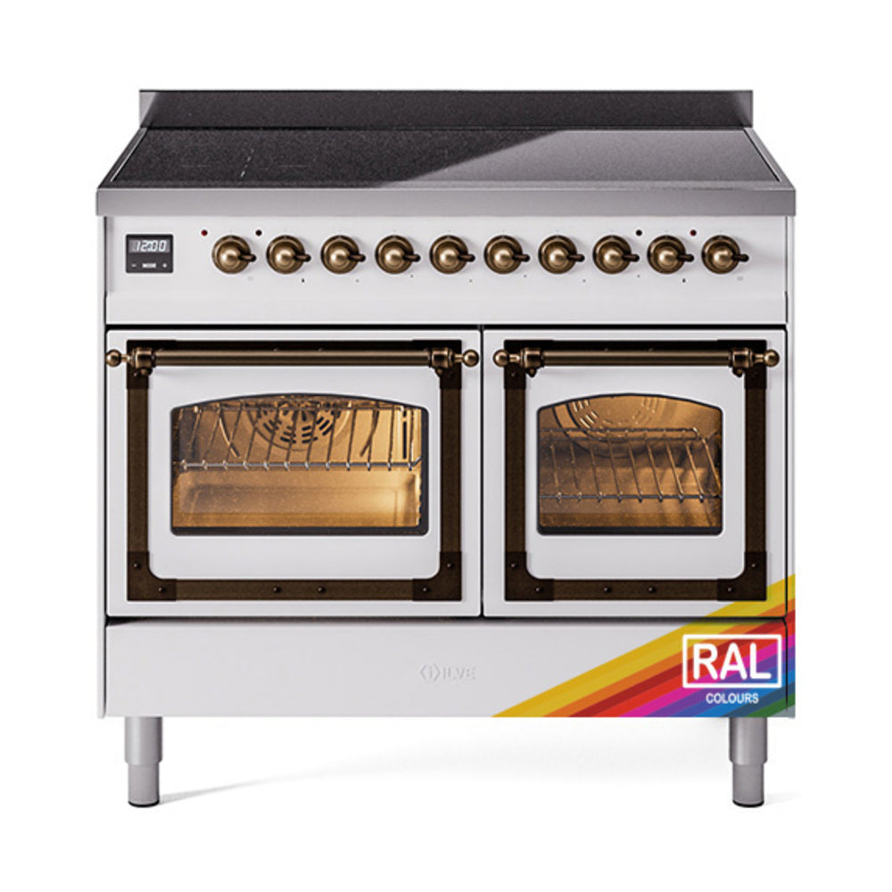 ILVE Nostalgie II Noblesse 40-Inch Induction Range, Triple Glass Door, Custom RAL with Burnished Bronze Trim (UNDI406NMPRAB)