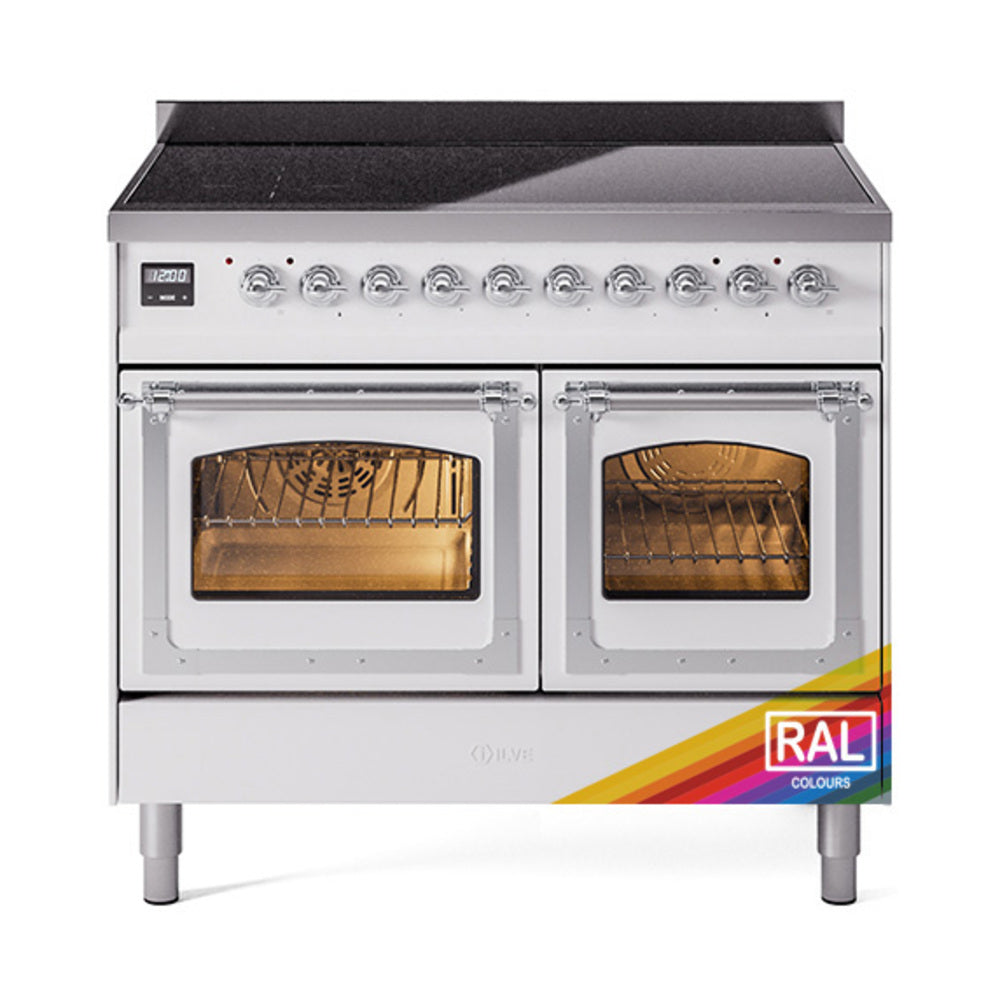 ILVE Nostalgie II Noblesse 40-Inch Induction Range, Triple Glass Door, Custom RAL with Chrome Trim (UNDI406NMPRAC)