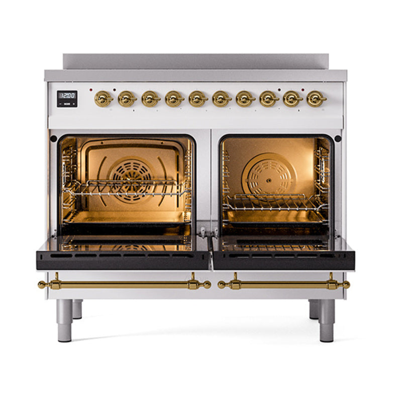 ILVE Nostalgie II Noblesse 40-Inch Induction Range, Triple Glass Door, Custom RAL with Brass Trim (UNDI406NMPRAG)