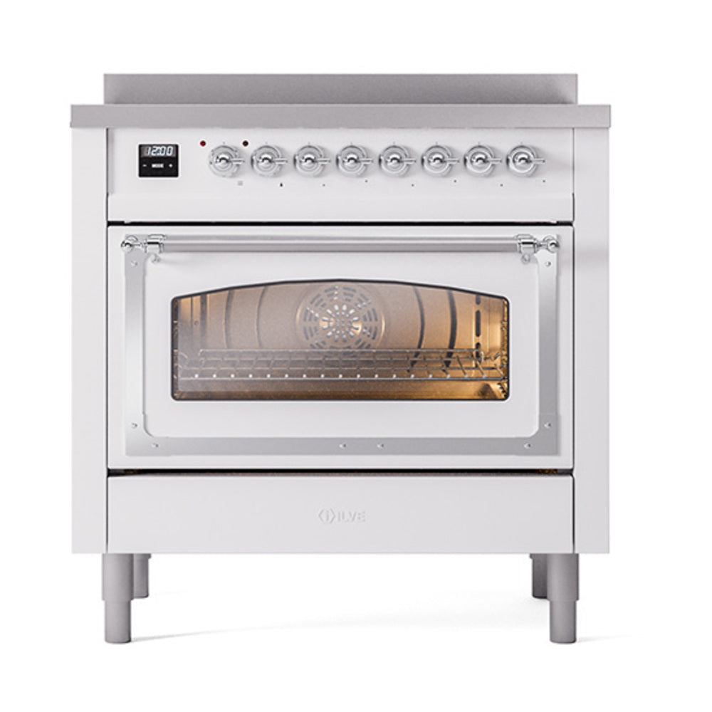 ILVE Nostalgie II Noblesse 36-Inch Induction Range, Triple Glass Door Oven, Custom RAL with Chrome Trim (UNI366NMPRAC)