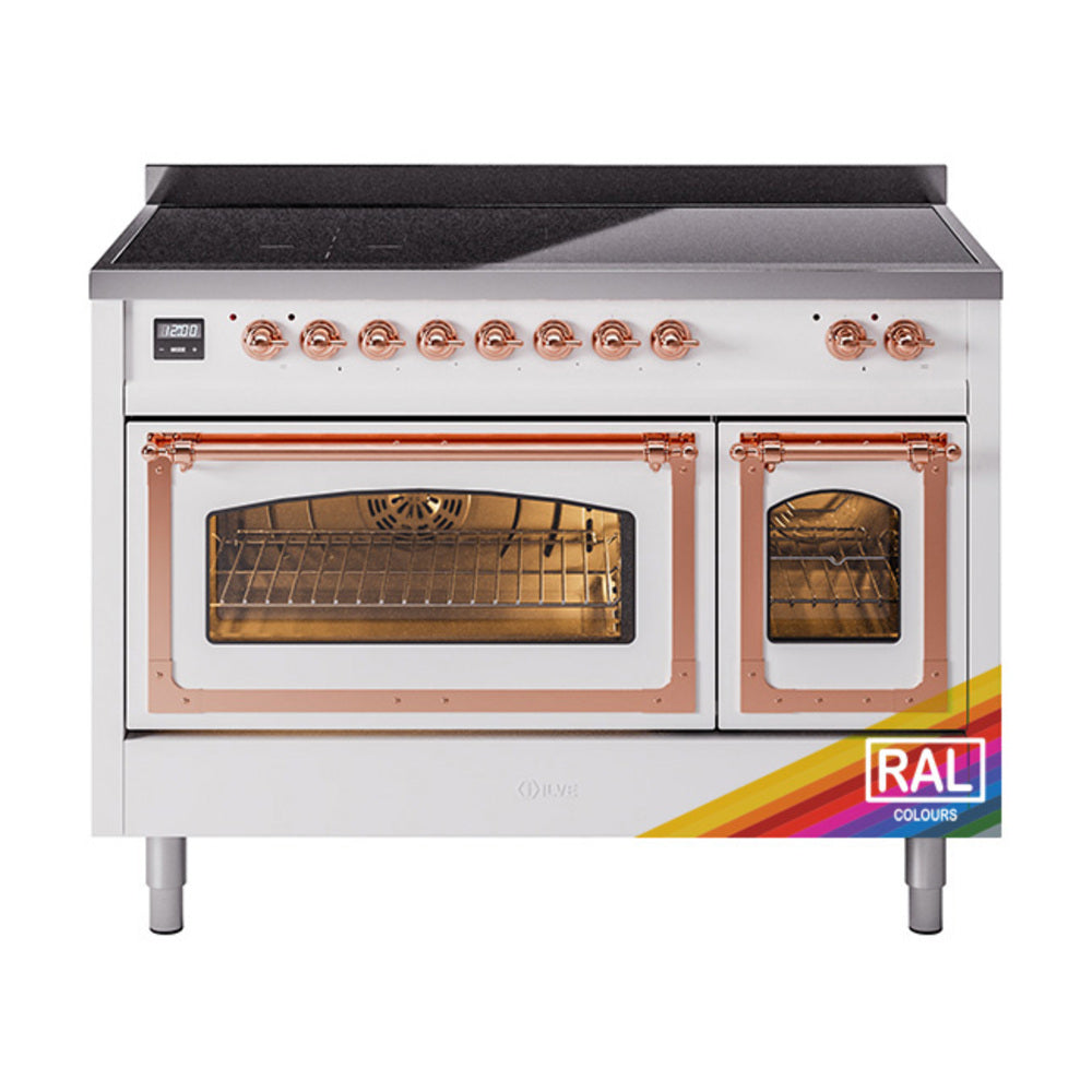 ILVE Nostalgie II Noblesse 48-Inch Induction Range, Triple Glass Door, Custom RAL with Copper Trim (UNI486NMPRAP)
