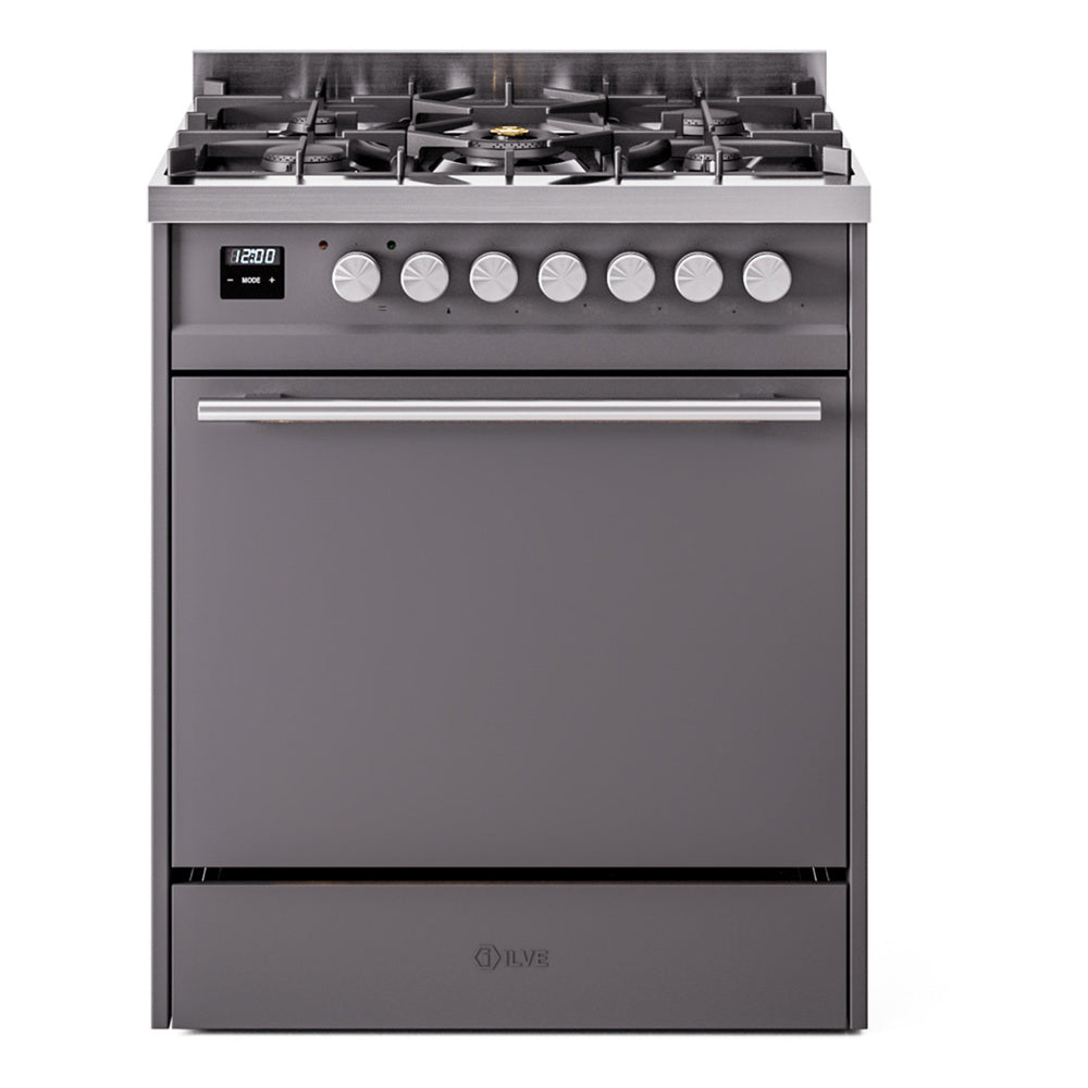 ILVE Professional Plus II 30-Inch Propane Gas Dual Fuel Range, Solid Door, Matte Graphite (UP30QMPMGLP)