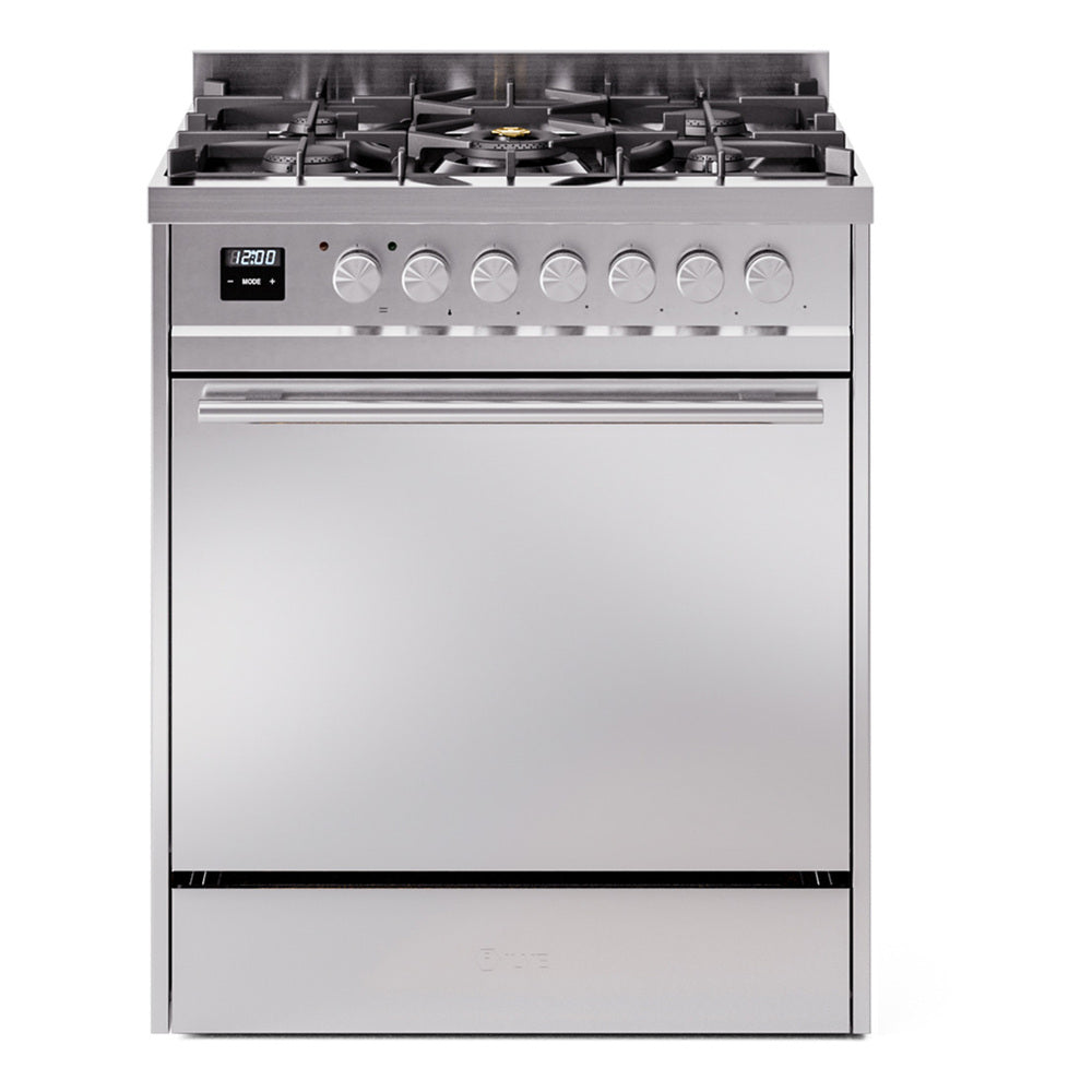ILVE Professional Plus II 30-Inch Natural Gas Dual Fuel Range, Solid Door, Stainless Steel (UP30QMPSS)