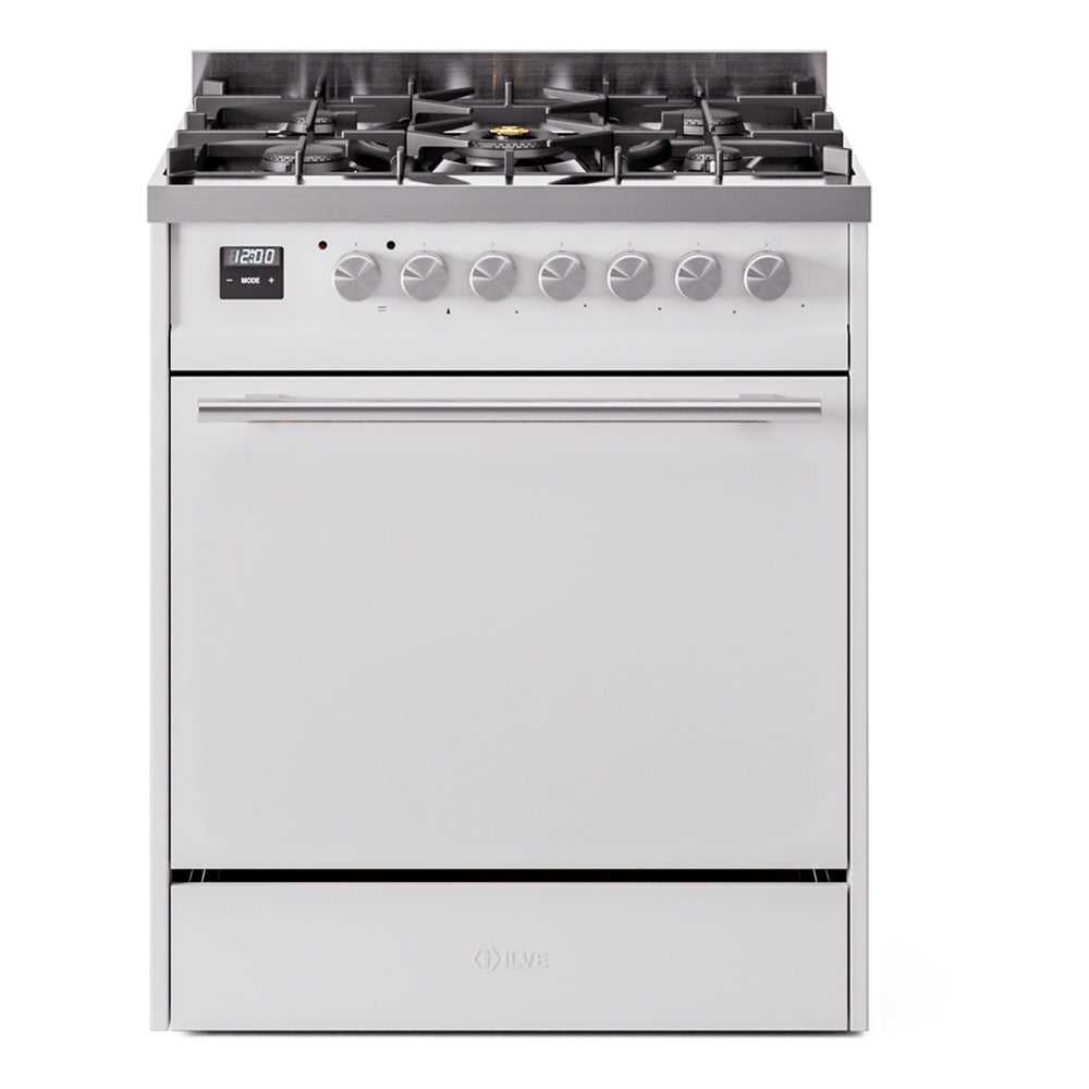 ILVE Professional Plus II 30-Inch Propane Gas Dual Fuel Range, Solid Door, White (UP30QMPWHLP)