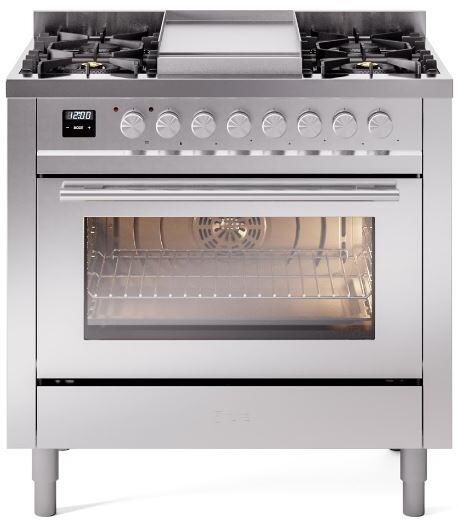 ILVE Professional Plus II 36-Inch Freestanding Propane Gas Dual Fuel Range, 6 Sealed Burners, Stainless Steel (UP36FWMPSSLP)