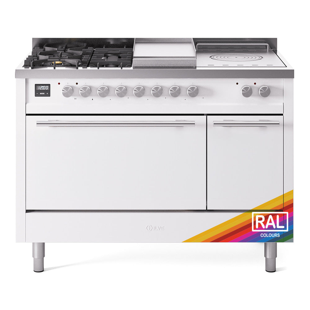 ILVE Professional Plus II 48-Inch Propane Dual Fuel Range, 5 Burners, Griddle, French Top, Solid Door, RAL (UP48FSQMPRALP)