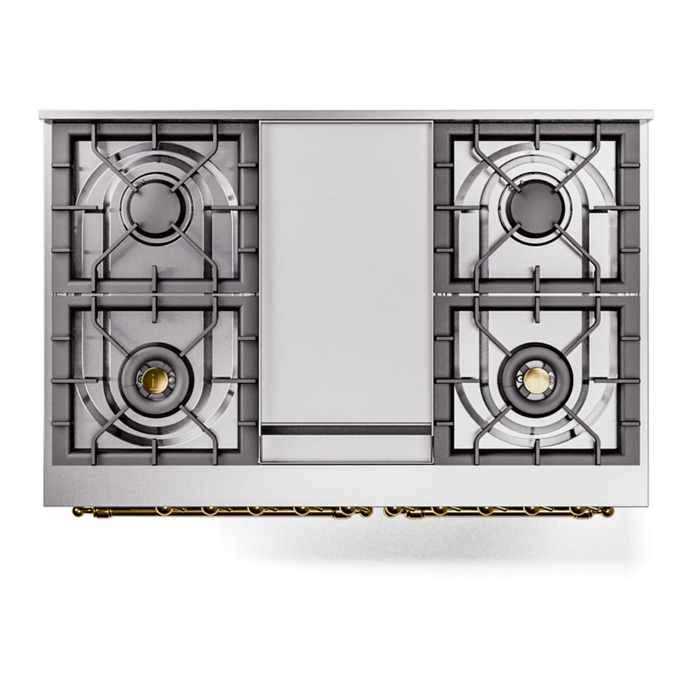 ILVE Nostalgie II 40-Inch Freestanding Dual Fuel Range, Custom RAL with Brass Trim (UPD40FNMPRAGLP)