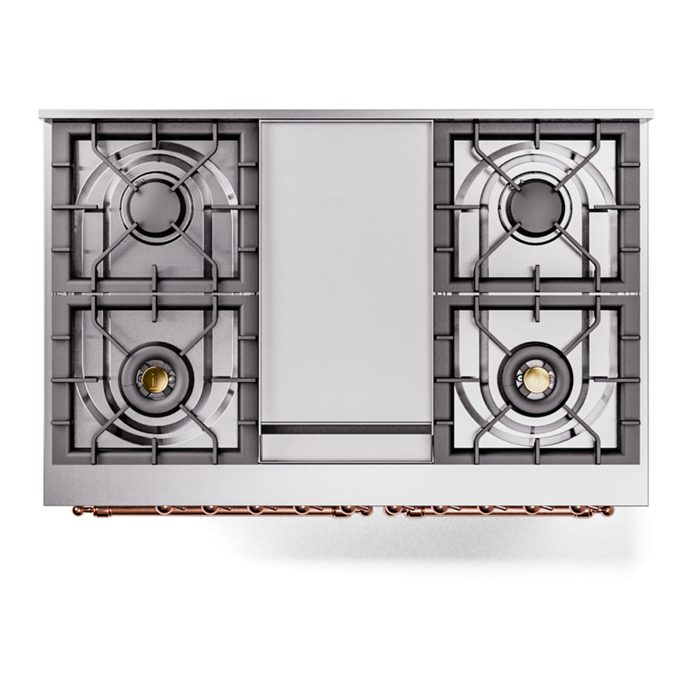ILVE Nostalgie II 40-Inch Freestanding Natural Gas Dual Fuel Range, Custom RAL with Copper Trim (UPD40FNMPRAP)