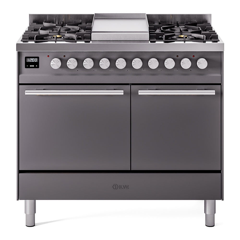 ILVE Professional Plus II 40-Inch Propane Dual Fuel Range, Solid Door, Matte Graphite (UPD40FQMPMGLP)