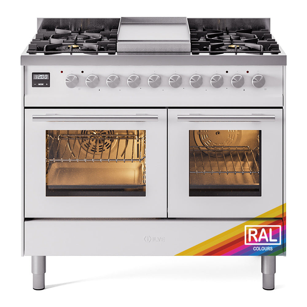 ILVE Professional Plus II 40-Inch Freestanding Propane Gas Dual Fuel Range, 6 Sealed Burners, Custom RAL (UPD40FWMPRALP)