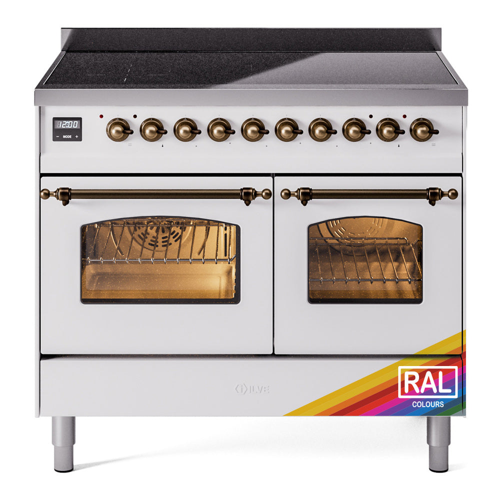 ILVE Nostalgie II 40-Inch Freestanding Electric Induction Range, Custom RAL with Burnished Bronze Trim (UPDI406NMPRAB)
