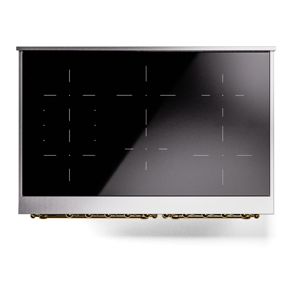 ILVE Nostalgie II 40-Inch Freestanding Electric Induction Range, Custom RAL with Brass Trim (UPDI406NMPRAG)