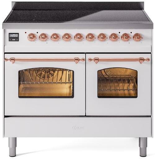 ILVE Nostalgie II 40-Inch Freestanding Electric Induction Range, White with Copper Trim (UPDI406NMPWHP)